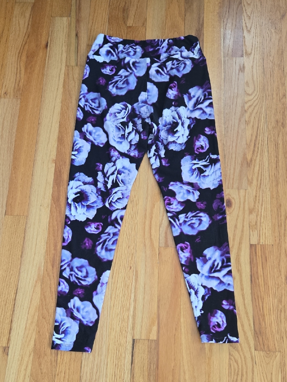 Lularoe Floral Print Leggings - Black & Purple